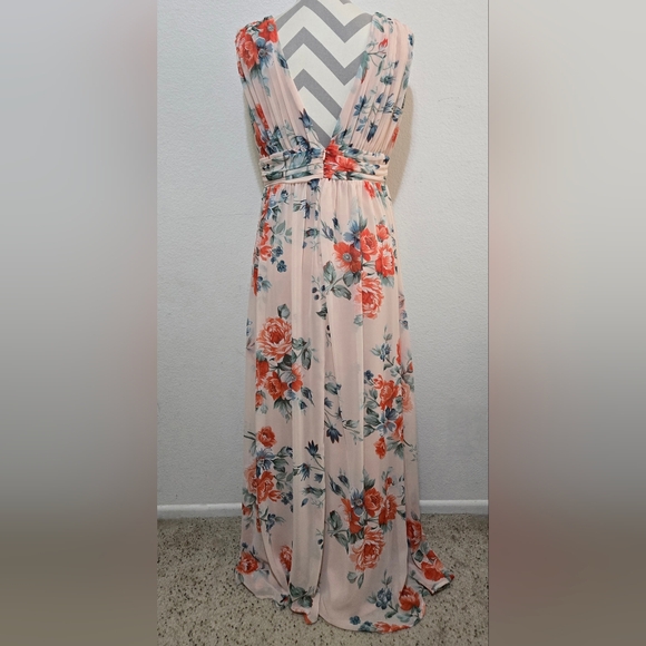Lulus Garden Meandering Blush Floral Print Sleeveless Maxi Dress Size XL - Picture 6 of 15